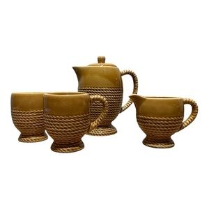 Vintage Mid Century Ceramic Rope Designed Tea Service